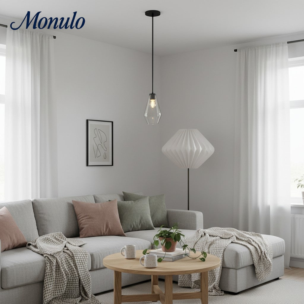 Merin Geometric Glass Chandelier – Modern Architectural Lighting for Dining Room or Foyer