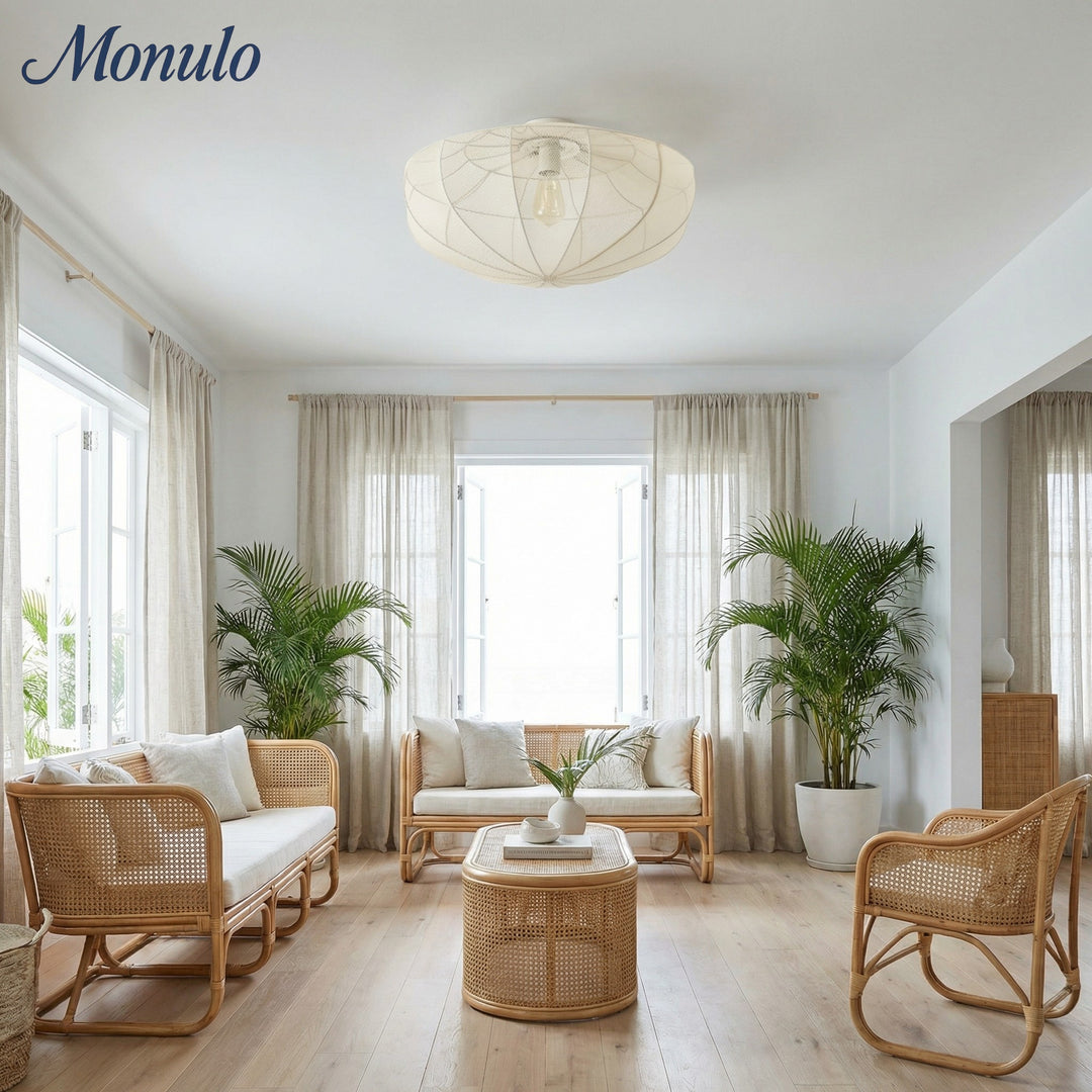 Lumifil Draped Mesh Ceiling Light – Boho Rustic Textured Shade Lamp for Living Room or Bedroom