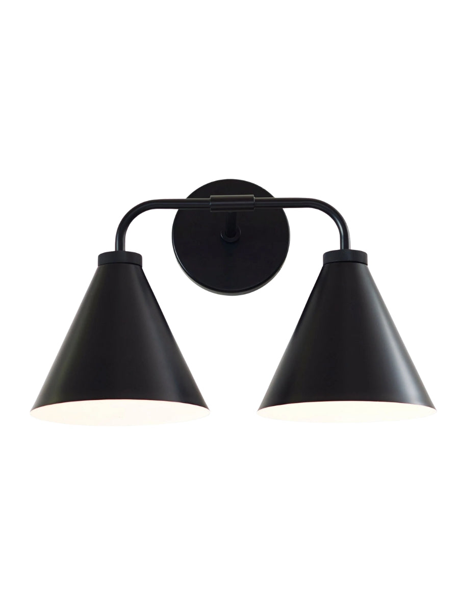 Korvi Tapered Sconce Cone Wall Light – Black or Brass Conical Retro Design