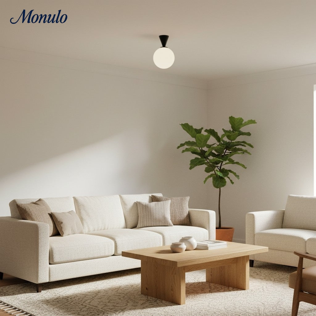 Ulvara Metal Conical Spherical Ceiling Light — Modern Minimal Flush Mount Ceiling Light for Bedrooms & Hallways