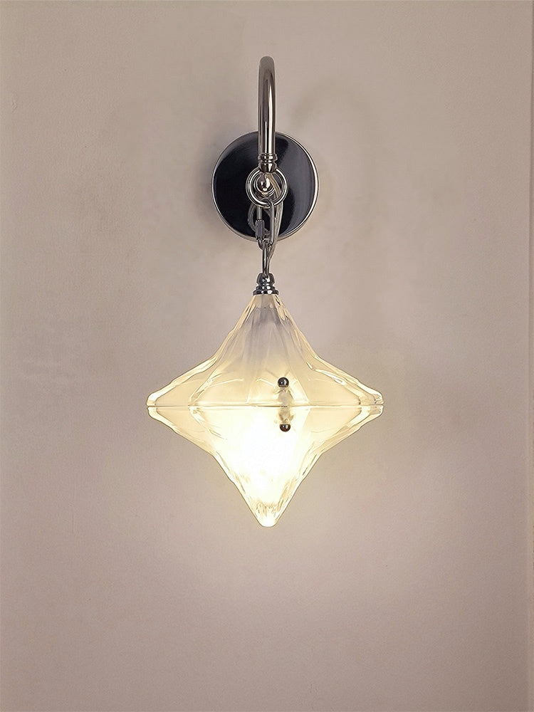 Aplique de pared Art Déco Star - Lámpara de vidrio esmerilado para pasillo - Astris Selene 