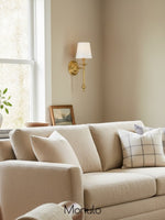 Load image into Gallery viewer, Rowan Fabric Shade Wall Sconce in Antique Copper - Vintage Luxury Light for Interiors
