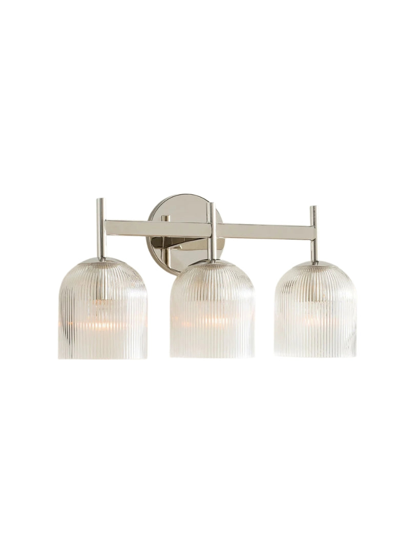 Bravira gerippte Glasschale – Messing- & Glas-Wandlampe in Einzel-, Doppel- & Dreifach-Designs