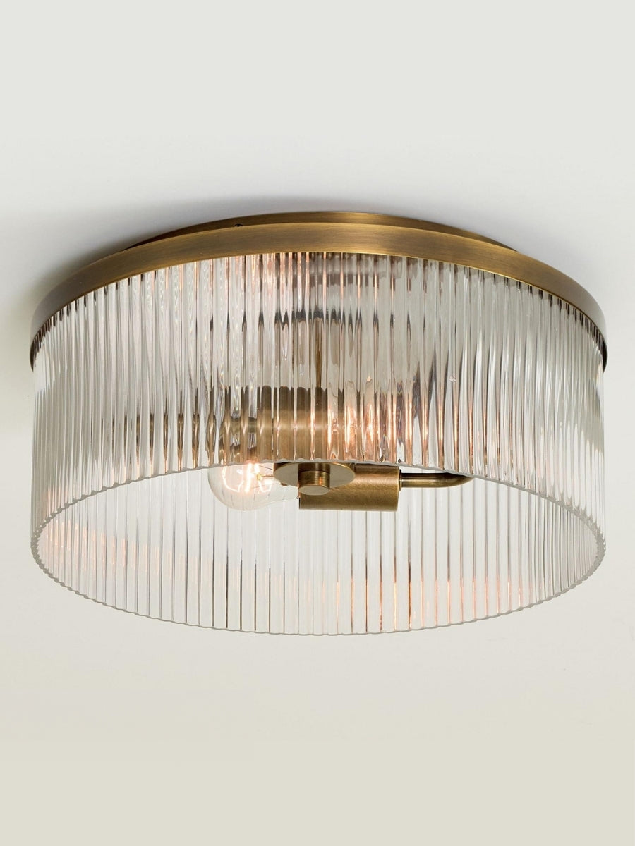 Bravira Elegant Ribbed Glass Flush-Mount Ceiling Light – Modern Low-Profile Fixture for Bedroom