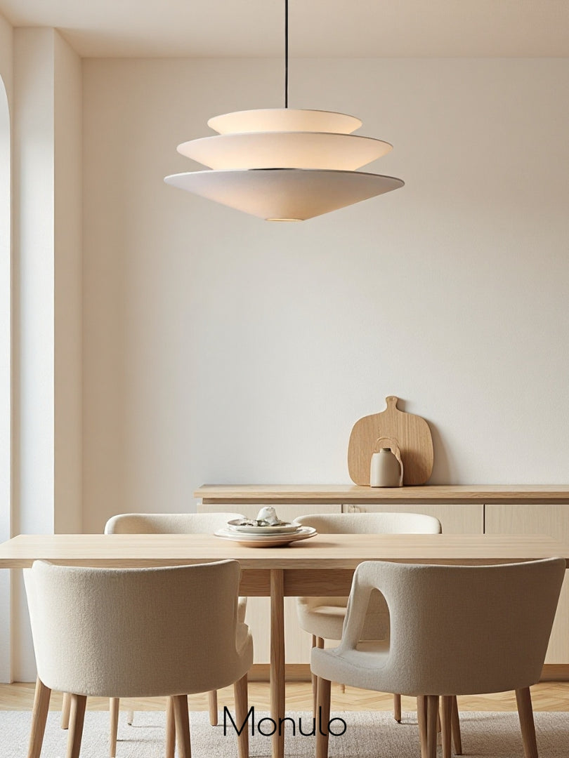 Solivara 3 Tier Linen Pendant Light – Modern White Linen Pendant