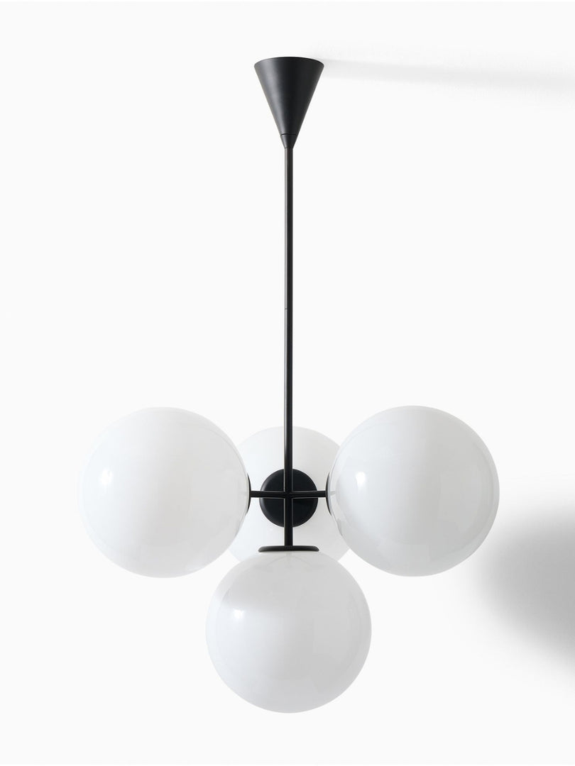 Lámpara de araña Ulvara con diseño lineal de globo de vidrio: elegancia contemporánea
