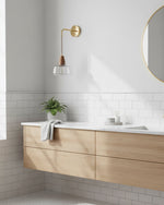 Charger l'image dans la visionneuse de galerie, Clear Bell Glass and Brass Plug-In Wall Lamp product view