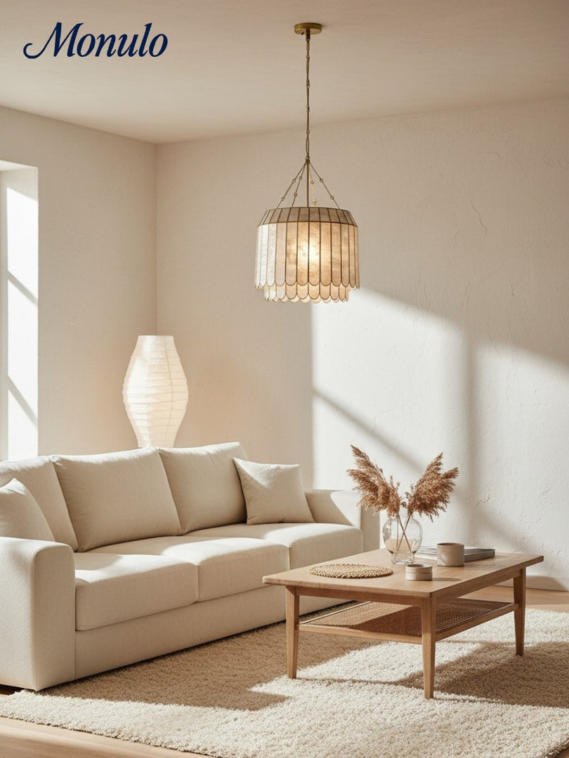 Lumica Faceted Capiz Shell Pendant — Coastal-Contemporary Pendant Light for Dining & Kitchen Islands