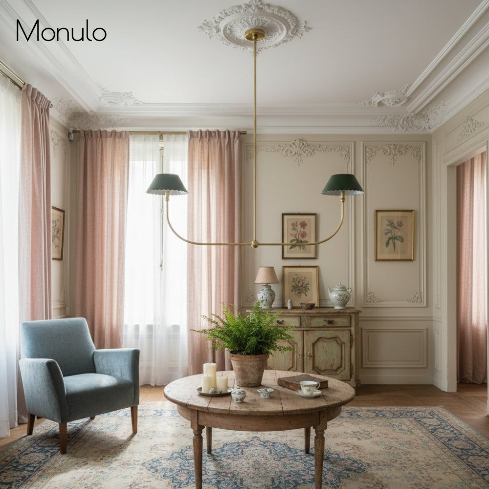 Foldray Scalloped Edge Leather-Style Linear Chandelier – Modern Dining Room Lighting