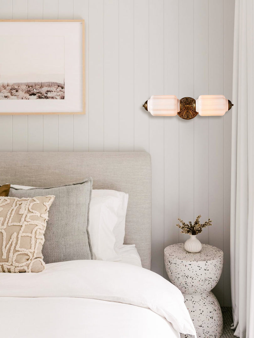 American Vintage Glass Lantern Shaped Horizontal Eloise Wall Sconce