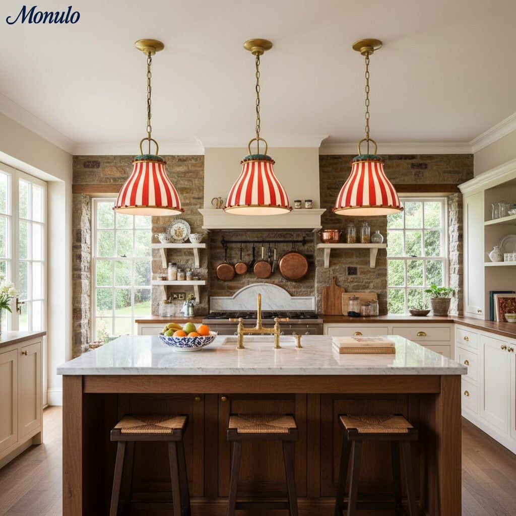 Suspension rayée ludique Festilo - Verre et résine modernes pour cuisines et salles à manger