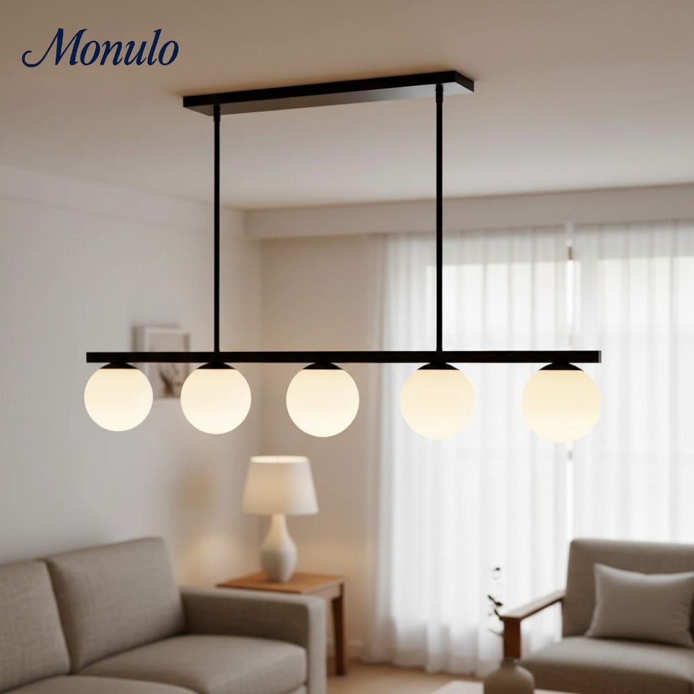 Lustre Brelia en verre opale — Plafonnier contemporain pour entrée d'hôtel et restaurant 