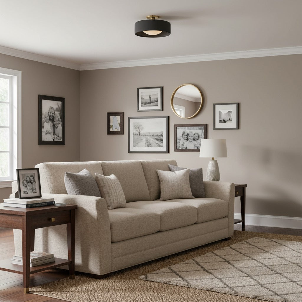 Cerova Contemporary Porcelain Flush Mount Ceiling Light – Soft Ambient Illumination for Hallways and Offices