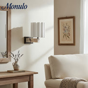 Cavilon Sculpted Marble Wall Light with Elegant Linen Shade for Living Rooms and Hallways