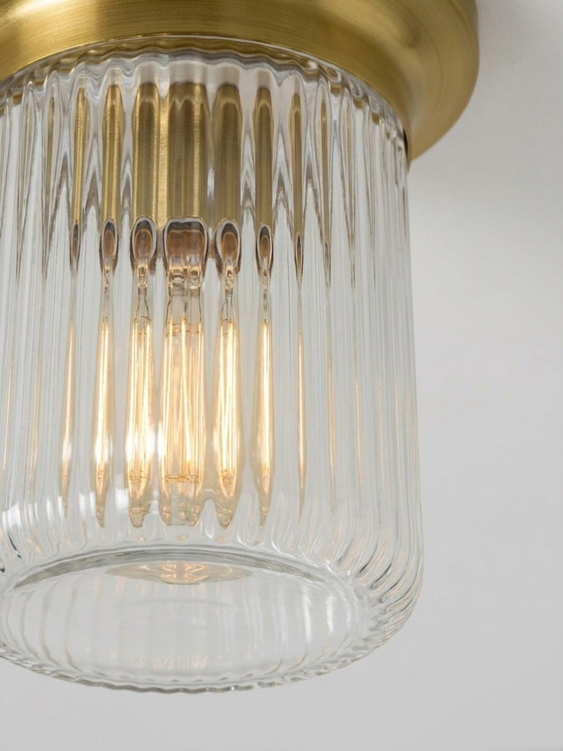 Rivora Strukturierte gerippte Glas-Deckenleuchte — Elegante flache Leuchte für Eingangsbereiche