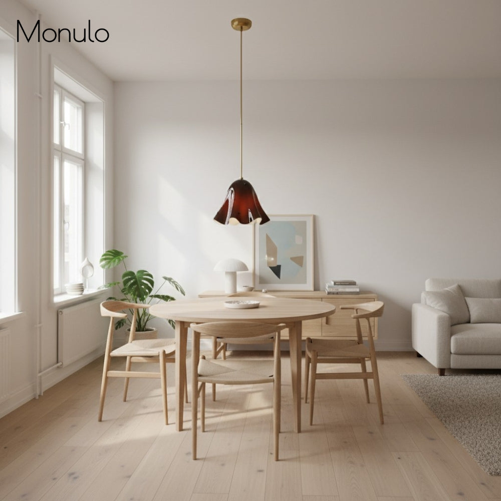 Lámpara colgante Bellina – Forma fluida de vidrio en estilo minimalista para comedor