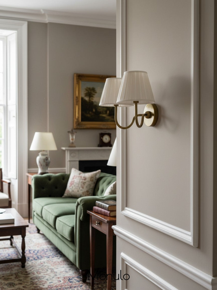 Luvora Fabric Shade Wall Sconce with Drum Shade - Classic Pleated Sconce Light