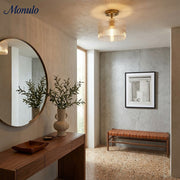 Pelviona Amber Ribbed Glass Ceiling Light – Classic Metal Frame Ceiling Fixture for Living Rooms