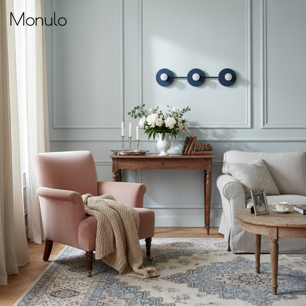 Lámpara de tocador esférica Radiro Globe – Luminaria moderna de 3 luces para baño