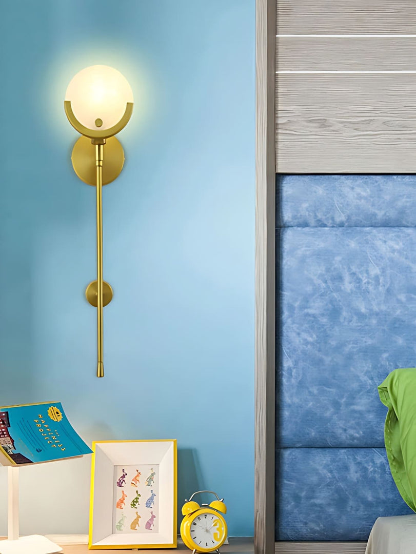Aplique de pared de alabastro Antoinett redondo, de estilo largo y ligero, de lujo