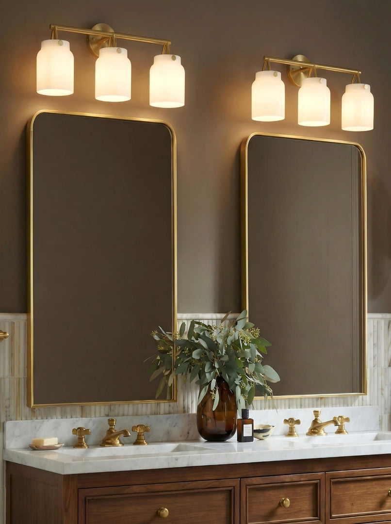 Applique murale moderne Hanton à 3 lumières – Luminaire en verre laiteux pour salle de bain, couloir et salon 