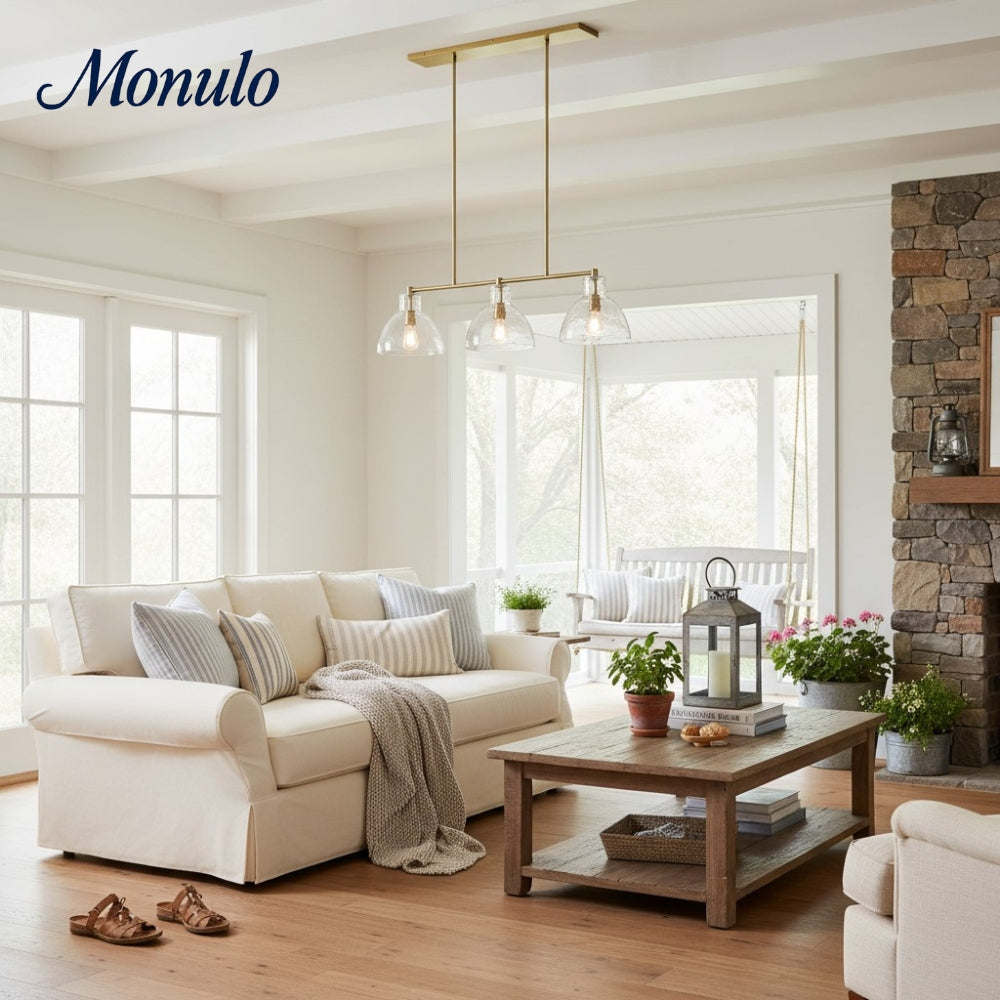 Glavira Contemporary Linear Pendant Light – Klarglas-Schirm mit Messing- oder Bronze-Finish