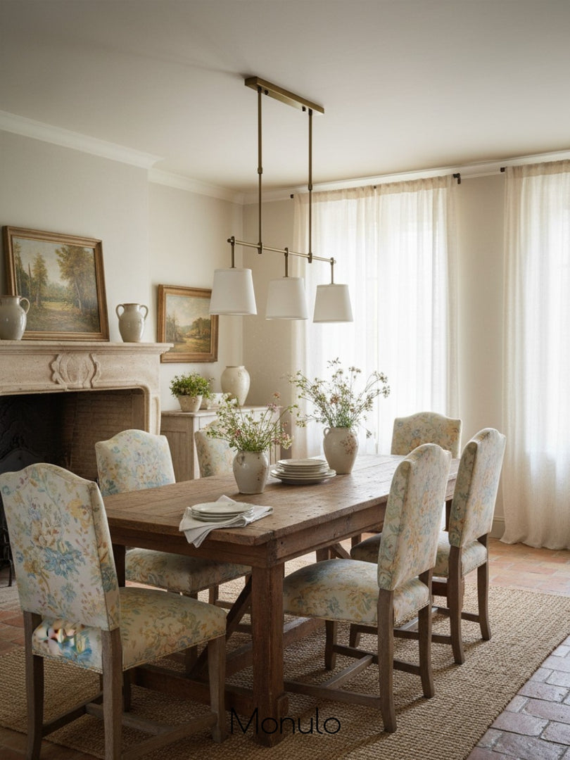 Fabric Shade Pendant Light - Linear Hanging Lamp for Kitchen Island