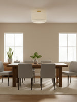 Load image into Gallery viewer, Dumora Double Drum Ceiling Light - Fabric Shade Flush Mount Elegance

