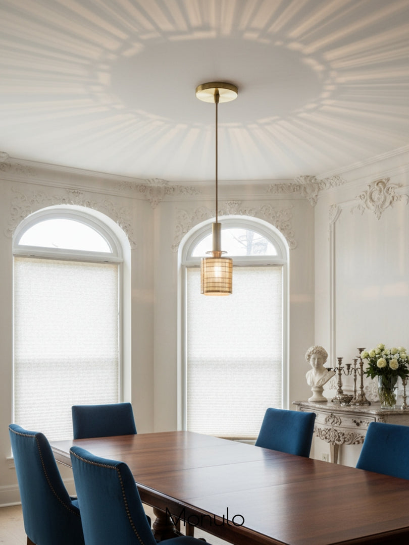 Galvia Single Metal Pendant Light – Elegant Bronze Over White Glass
