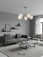 Load image into Gallery viewer, Lumivelle 5-Light Glass Chandelier – Modern Metal Round Lighting
