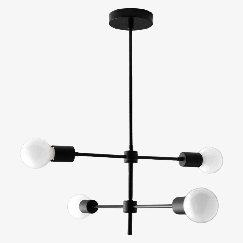 Mobilux Line Black and Brass Chandelier - Contemporary Globe Ceiling Hanging Light