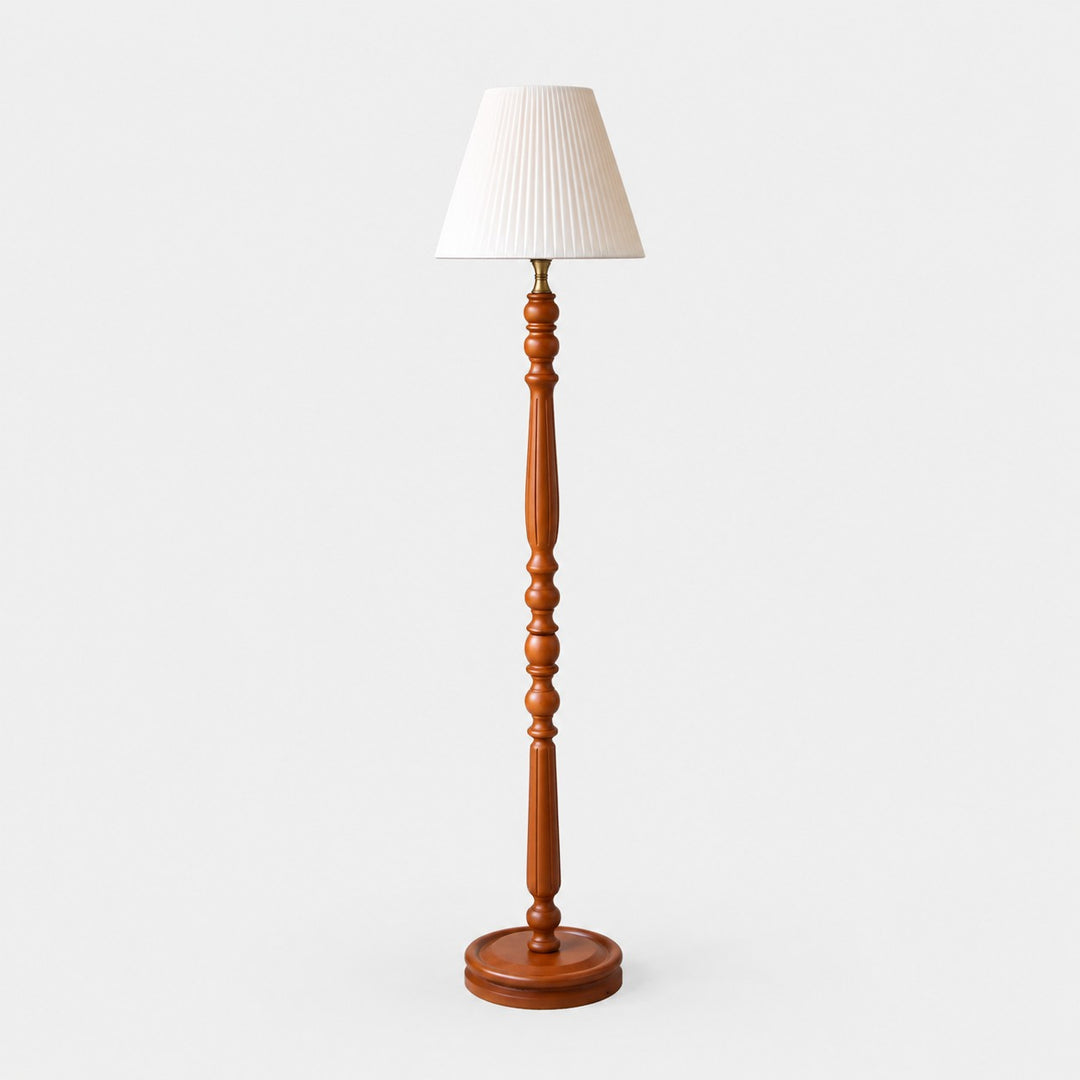 Vintage Solid Wood Floor Lamp with Optional Side Table