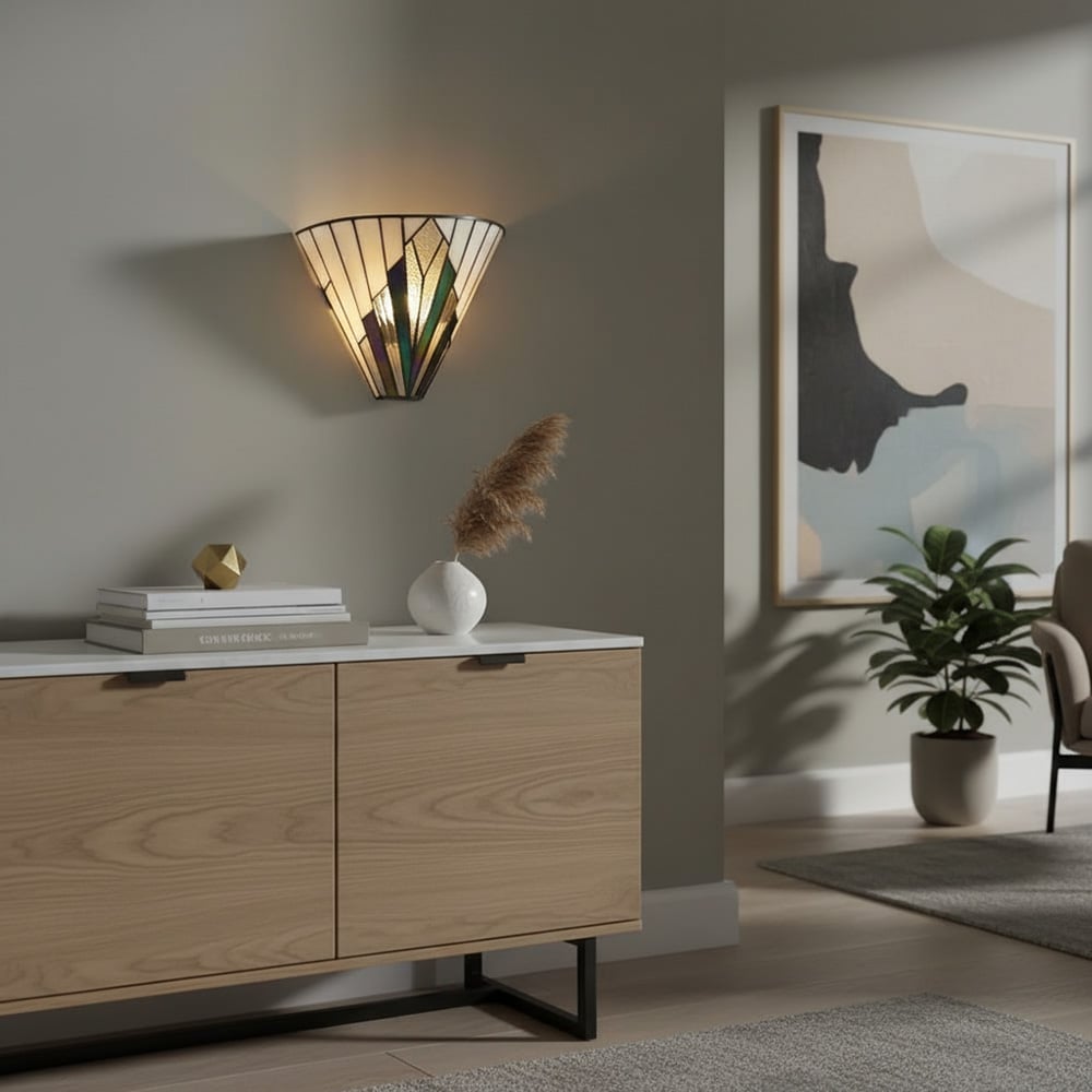 Verdura Tiffany Inspired Artistic Glass Wall Light – Accent Wall Fixture for Home