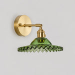 Bild in Gallery-Viewer laden, Vintage green glass wall light with brass arm, 912LZ shade 7 cm high and 22 cm diameter