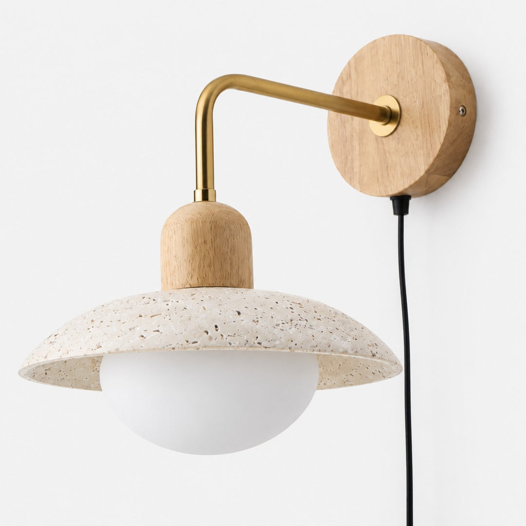 Travertine Disc Plug-In Wall Lamp