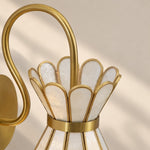 Cargar imagen en el visor de la Galería, Brass Band Hourglass Shade Capiz Petal Wall Light