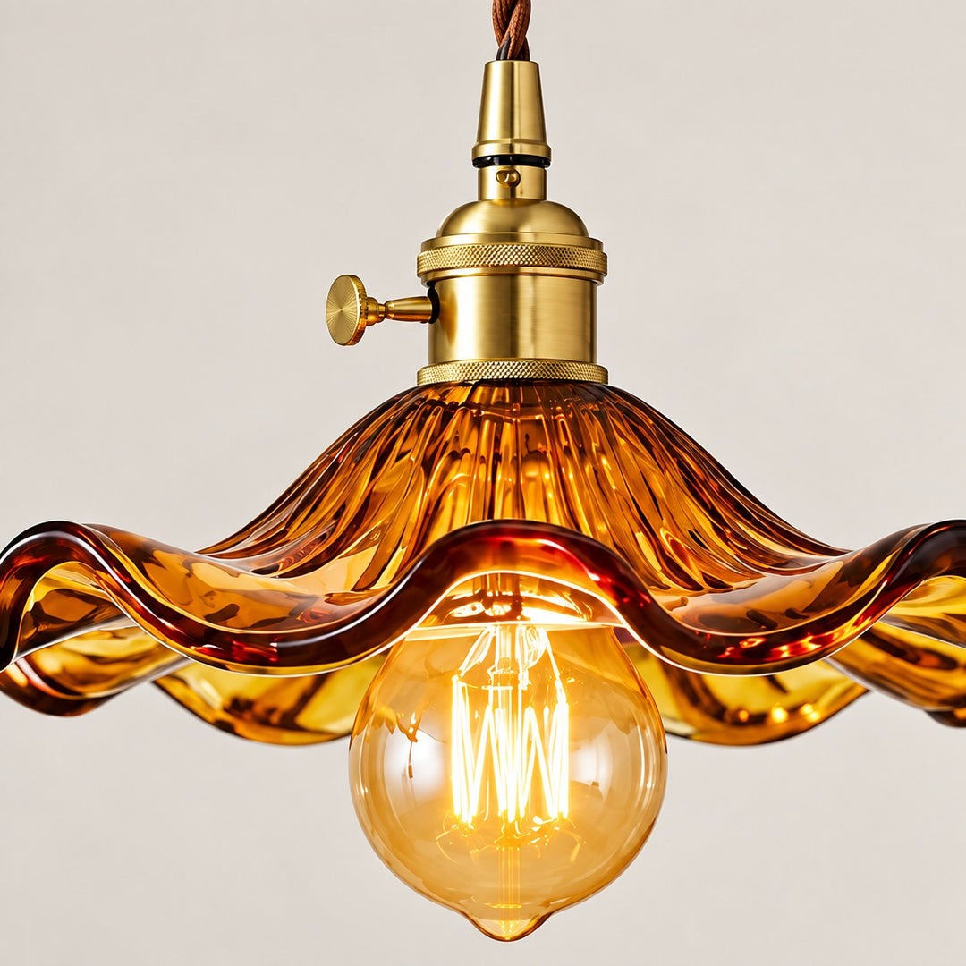 Fluted Glass Floral Swag Pendant