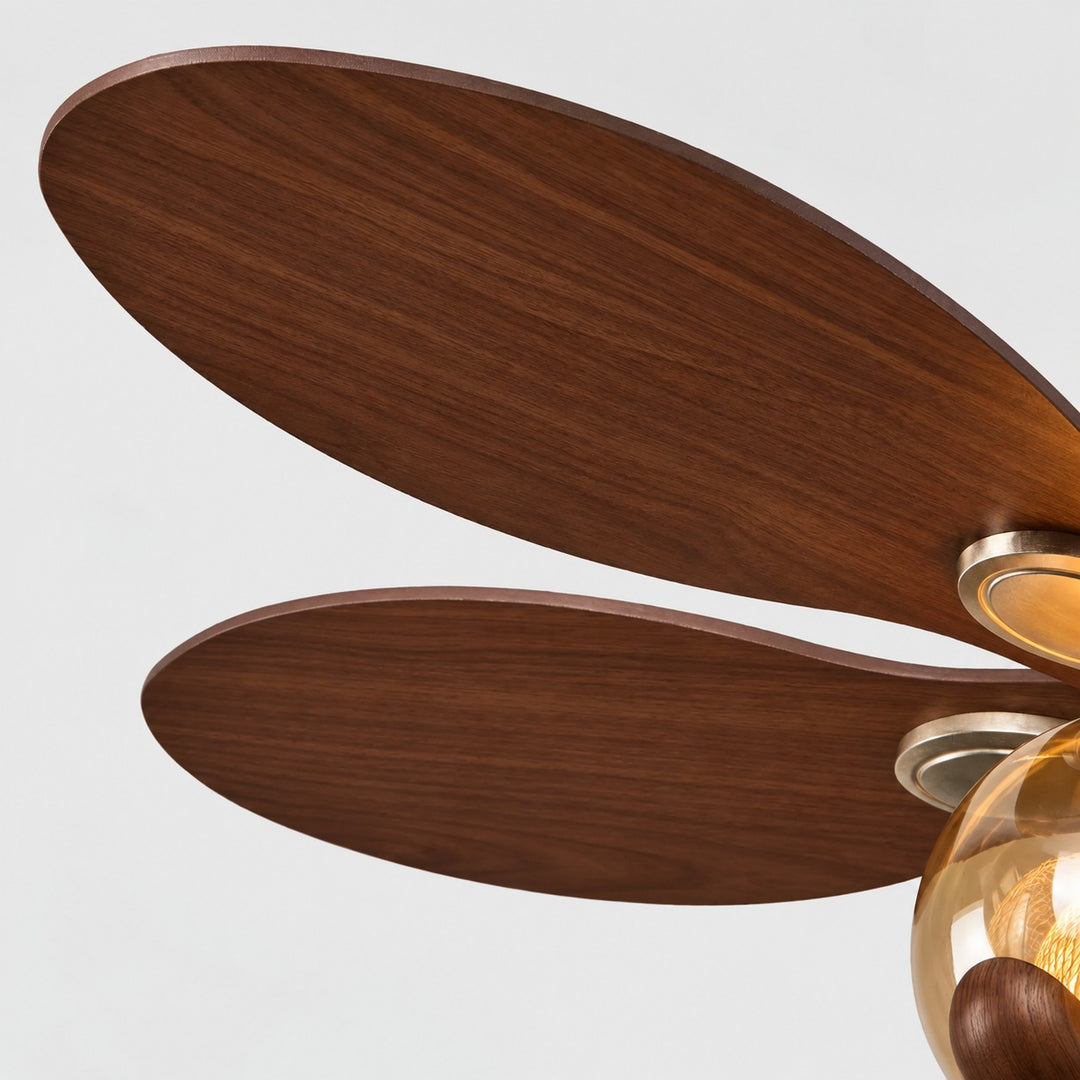Walnut-Finish Wood Ceiling Fan with Light