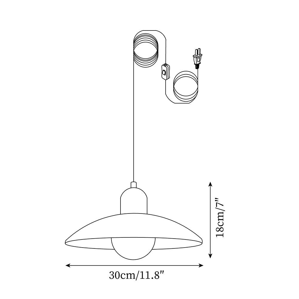 Wood-Tone Metal Glass Plug-In Pendant