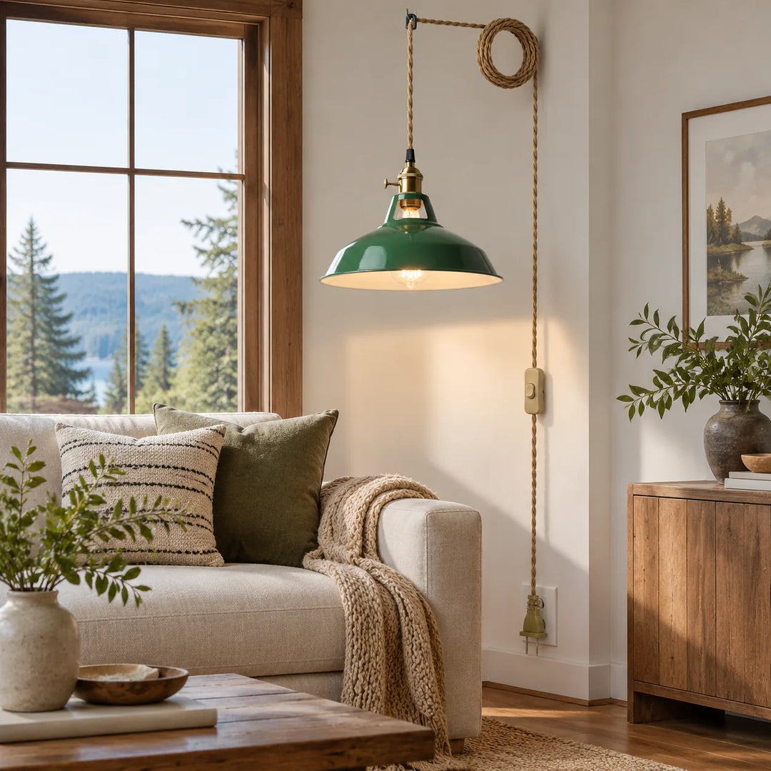 Farmhouse Plug-In Pendant with an on/off switch and shade colour choices - New2609-1024603 interior scene