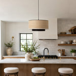 Cargar imagen en el visor de la Galería, Natural Wabi Sabi Raffia Grass Pendant Light for Dining Room