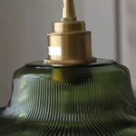 Cargar imagen en el visor de la Galería, Lámpara colgante acanalada Ribilux - Vidrio y metal vintage para cocina y comedor