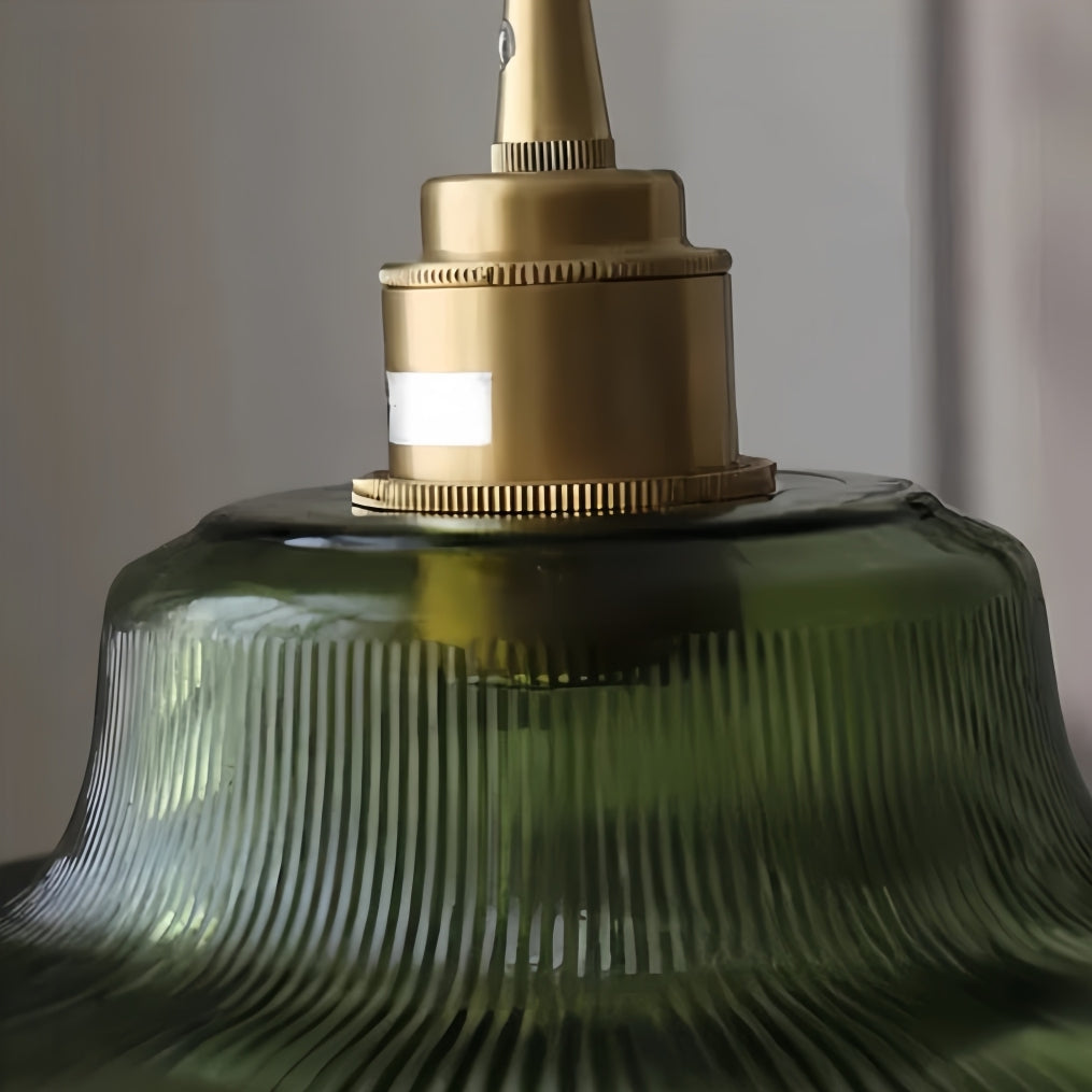 Lámpara colgante acanalada Ribilux - Vidrio y metal vintage para cocina y comedor