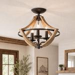 Cargar imagen en el visor de la Galería, Distressed wood and rust ceiling light scene 4