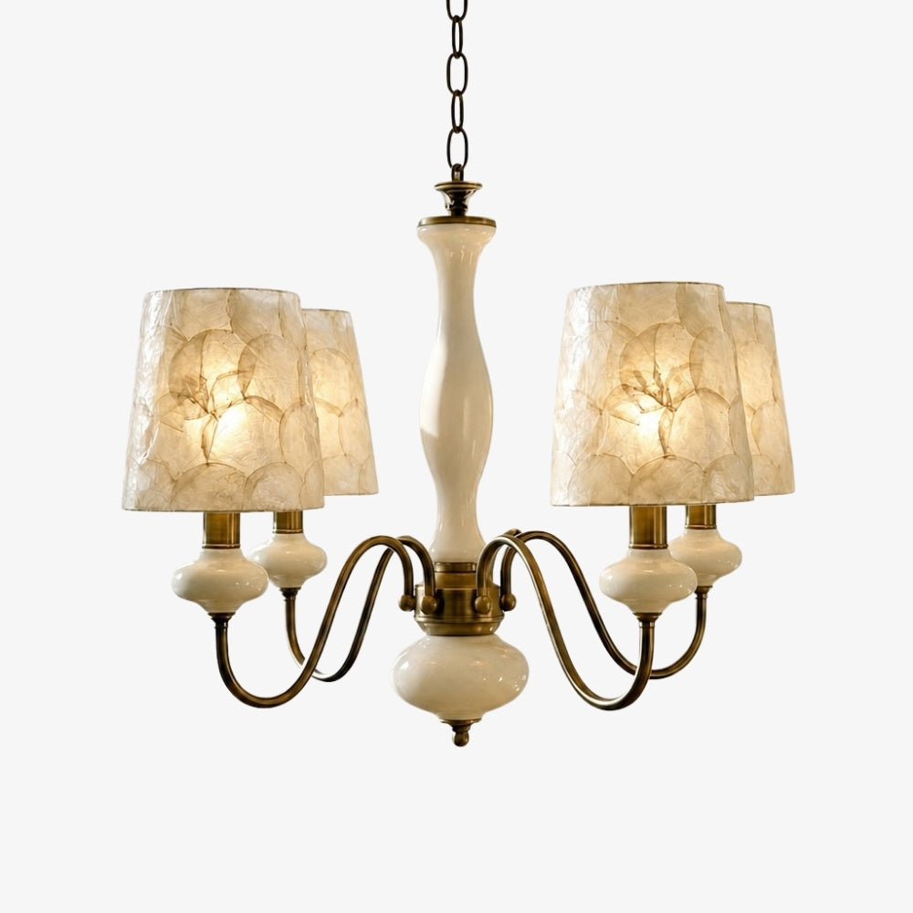 Shell Texture Retro Coastal Chandelier for Dining Room Decor