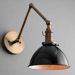 Cargar imagen en el visor de la Galería, Conique Metal Vintage Industrial Swing Arm Wall Lamp - Adjustable Dome Shade for Study
