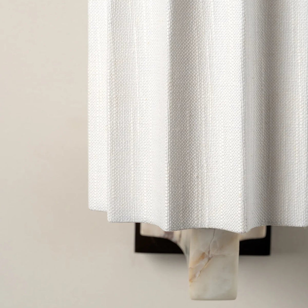 Cavilon Sculpted Marble Wall Light with Elegant Linen Shade for Living Rooms and Hallways
