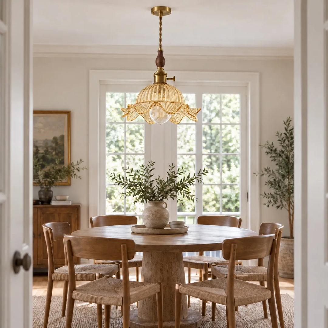 Vintage Wavy-Edge Glass Pendant Lamp