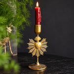Load image into Gallery viewer, Gold Metal Bow and Milagro Heart Candle Holders
