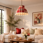 Load image into Gallery viewer, French Cream Pom Pom Fabric Pendant Light